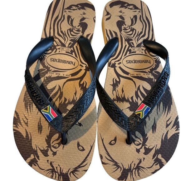 HAVAIANAS Brown & Tan Thong Style Flip Flop Sandals Size 37-38 - Picture 2 of 13